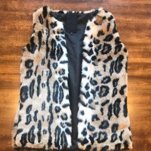 Express Faux Fur Animal Print Vest